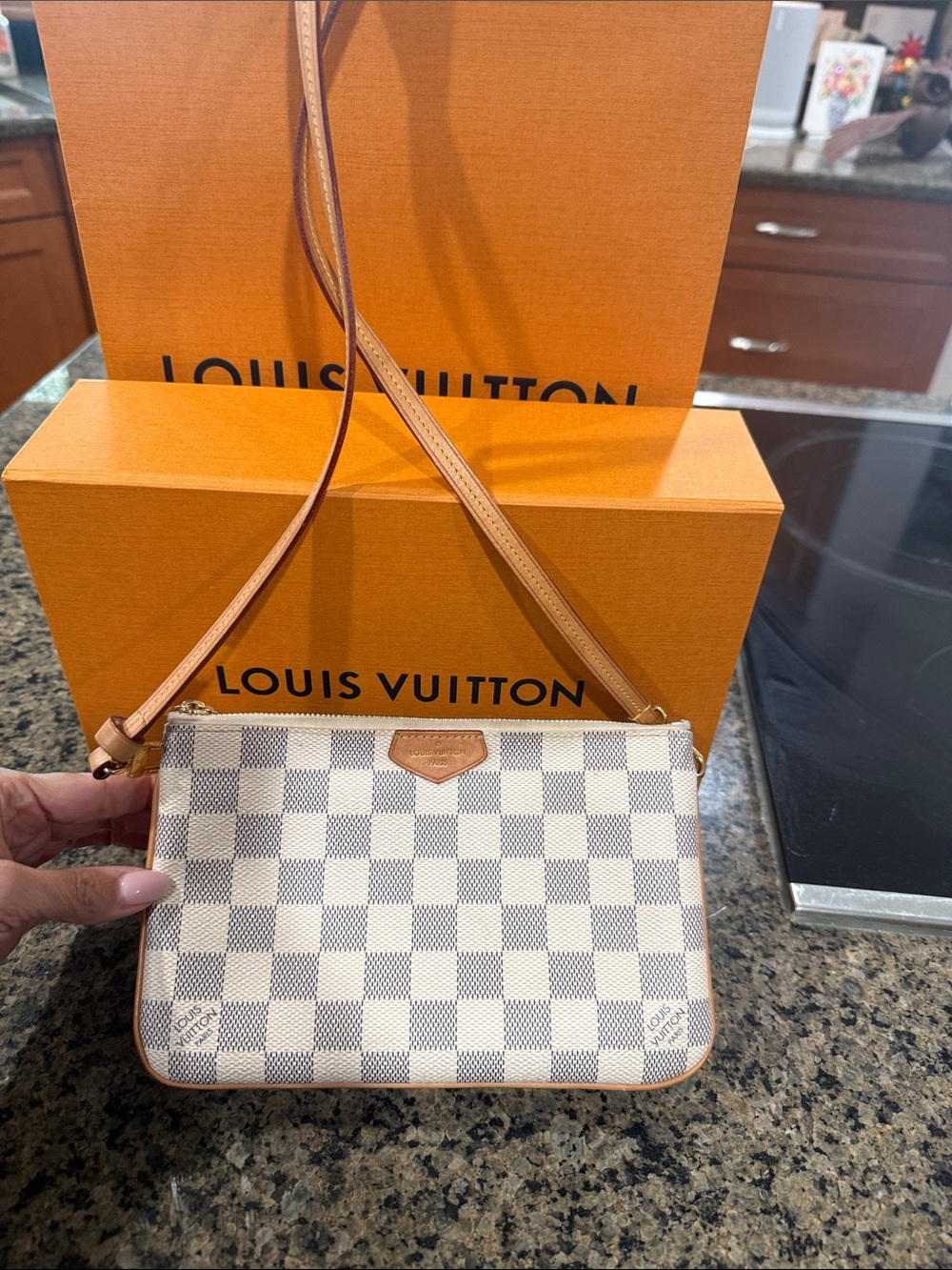 Louis Vuitton Damier Azur Pochette Crossbody Double Zip